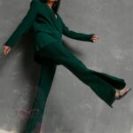 Spodnie Eleganckie Rozszerzane Hipnosis butelkowe zielone