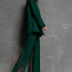 Spodnie Eleganckie Rozszerzane Hipnosis butelkowe zielone