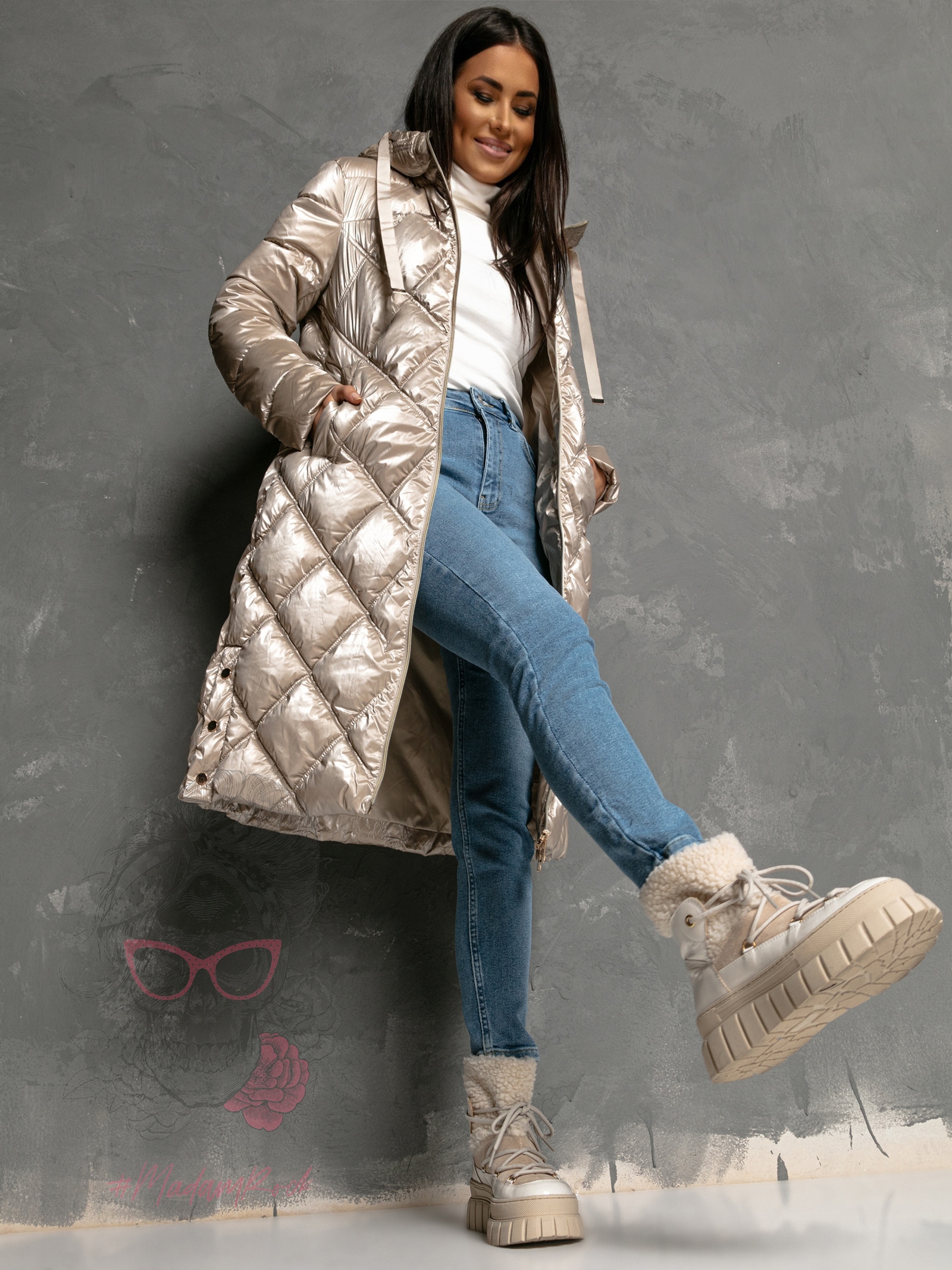 Kurtka pikowana Flamsho jasnozłota