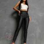 Spodnie woskowane rurki Goset czarne