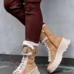 Botki z futrem Madam Zacker beżowe