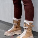 Botki z futrem Madam Zacker beżowe