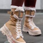 Botki z futrem Madam Zacker beżowe