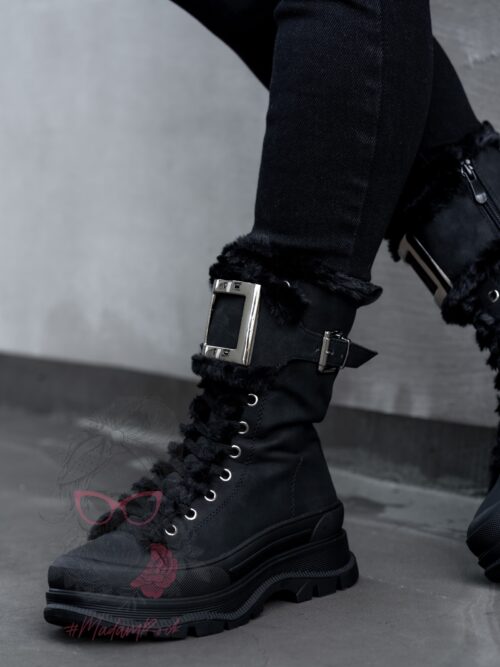 Botki z futrem Madam Zacker czarne