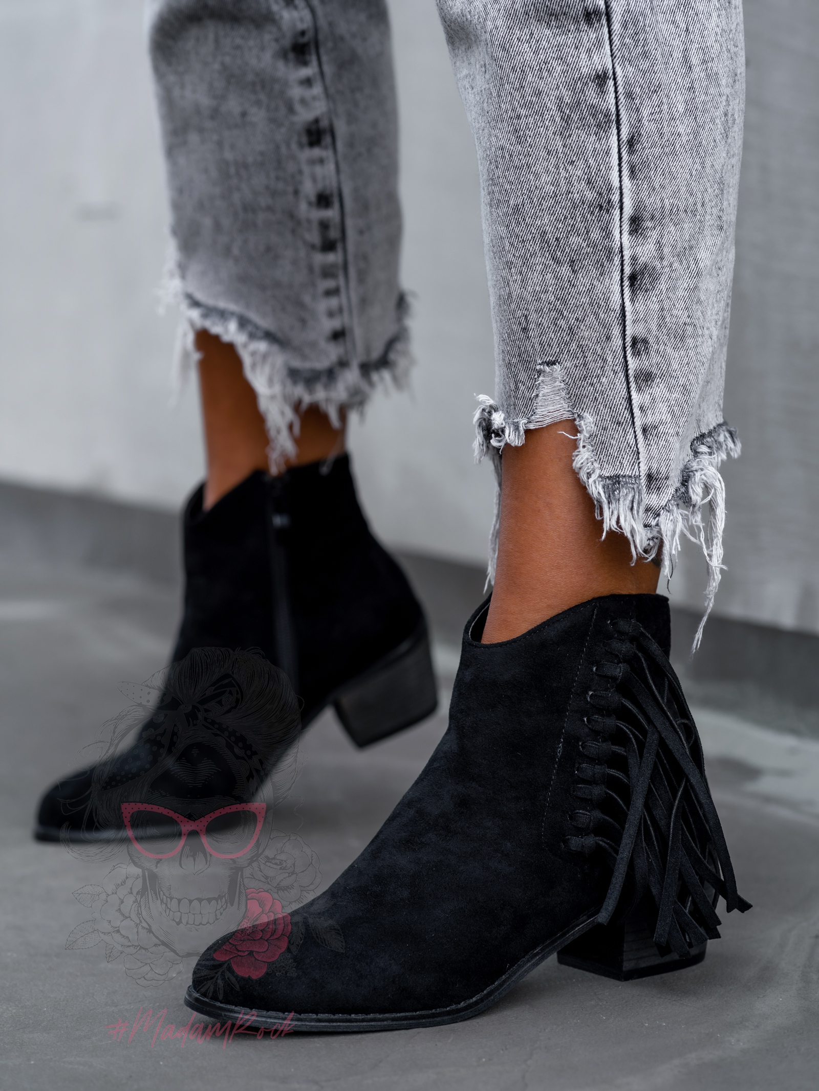 Botki w stylu kowbojskim Madam Flocs czarne