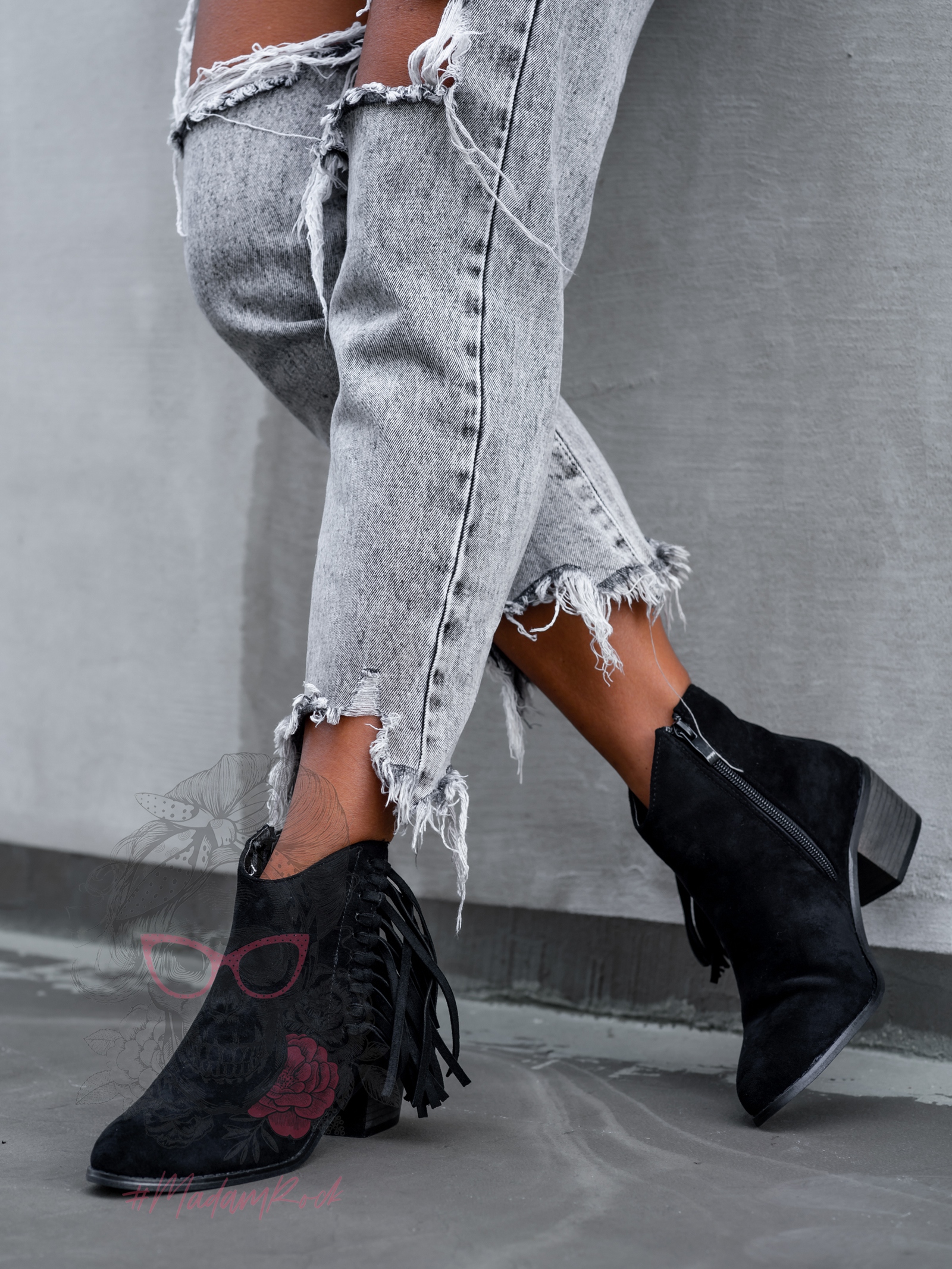 Botki w stylu kowbojskim Madam Flocs czarne Botki w stylu kowbojskim Madam Flocs czarne