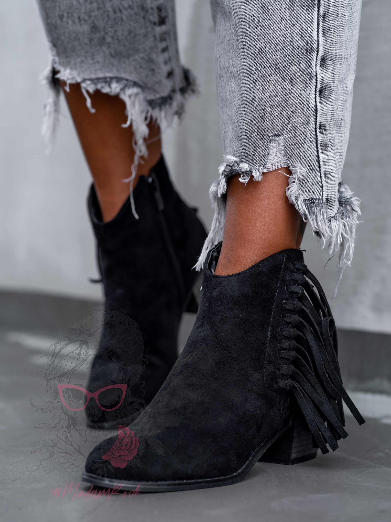 Botki w stylu kowbojskim Madam Flocs czarne Botki w stylu kowbojskim Madam Flocs czarne