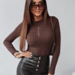 Bluzka klasyczna Ola Voga Cecilia brązowa