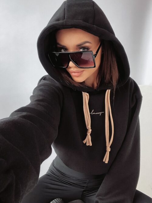 Bluza krótka z kapturem Ola Voga Cindy czarna