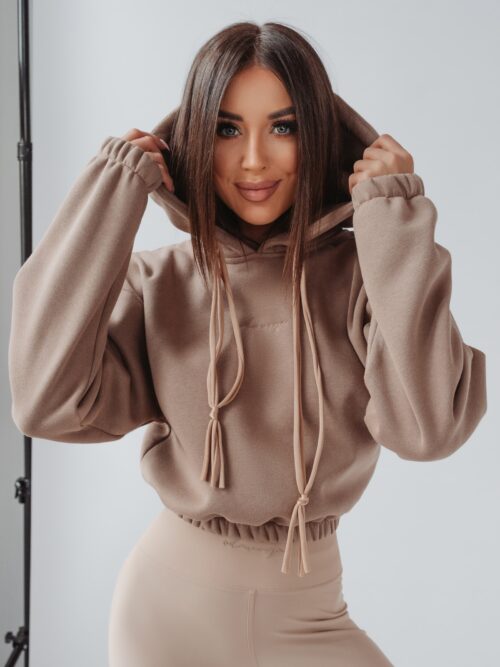 Bluza krótka z kapturem Ola Voga Cindy beżowa