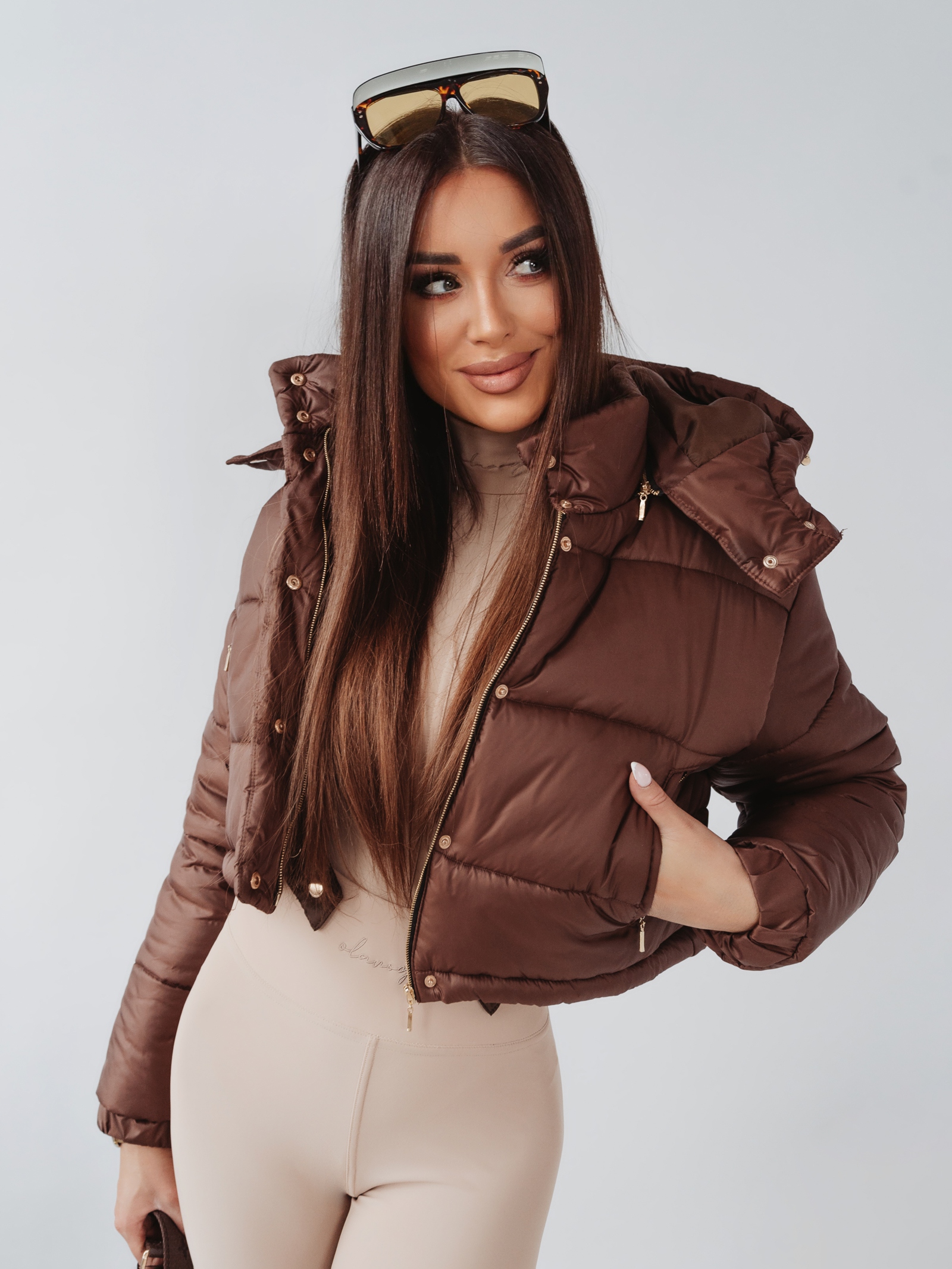 Kurtka pikowana I'm Fashion Ola Voga brązowa