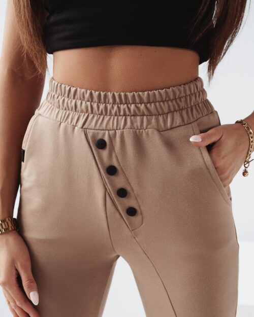 Spodnie z wyższym stanem New Asymmetry Ola Voga c.beżowe