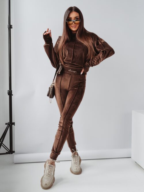 Komplet welurowy Ola Voga Velvet Mistress brązowy