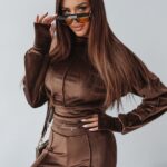 Komplet welurowy Ola Voga Velvet Mistress brązowy