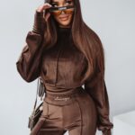 Komplet welurowy Ola Voga Velvet Mistress brązowy