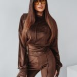 Komplet welurowy Ola Voga Velvet Mistress brązowy