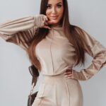 Komplet welurowy Ola Voga Velvet Mistress beżowy