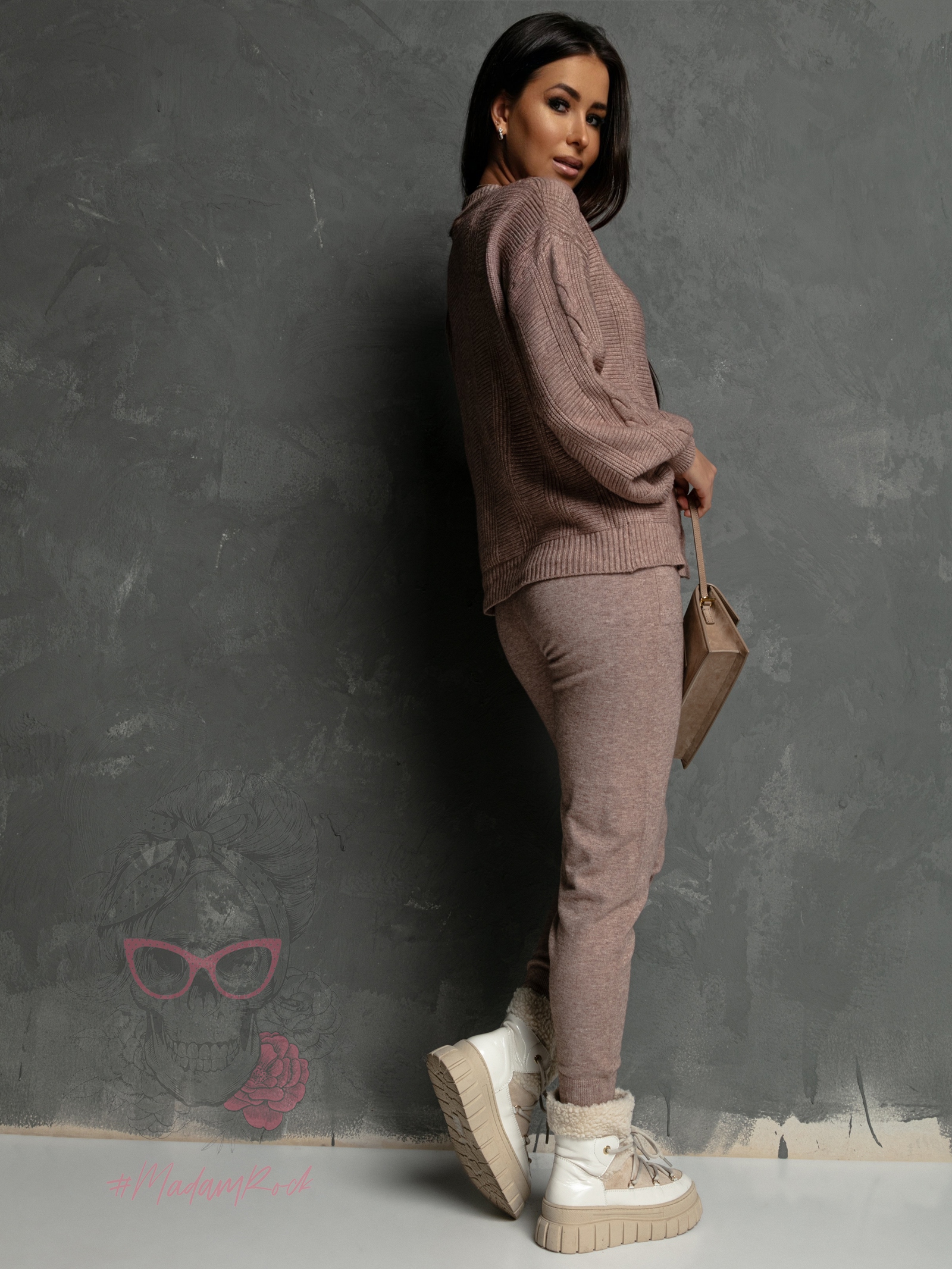 Komplet dzianinowy Comfe ziemisty