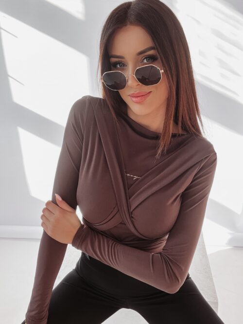 Bluzka dopasowana Romantic Fall Ola Voga brązowa