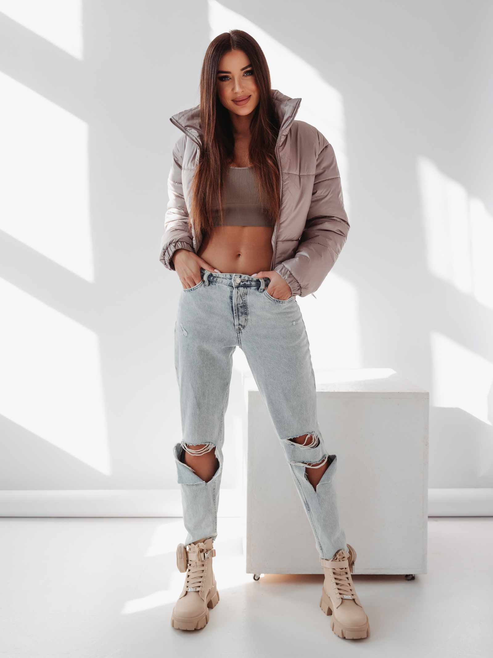 Kurtka pikowana Symphony Ola Voga beżowa