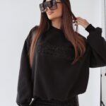 Bluza bawełniana Leopard Detail Ola Voga czarna