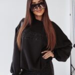 Bluza bawełniana Leopard Detail Ola Voga czarna