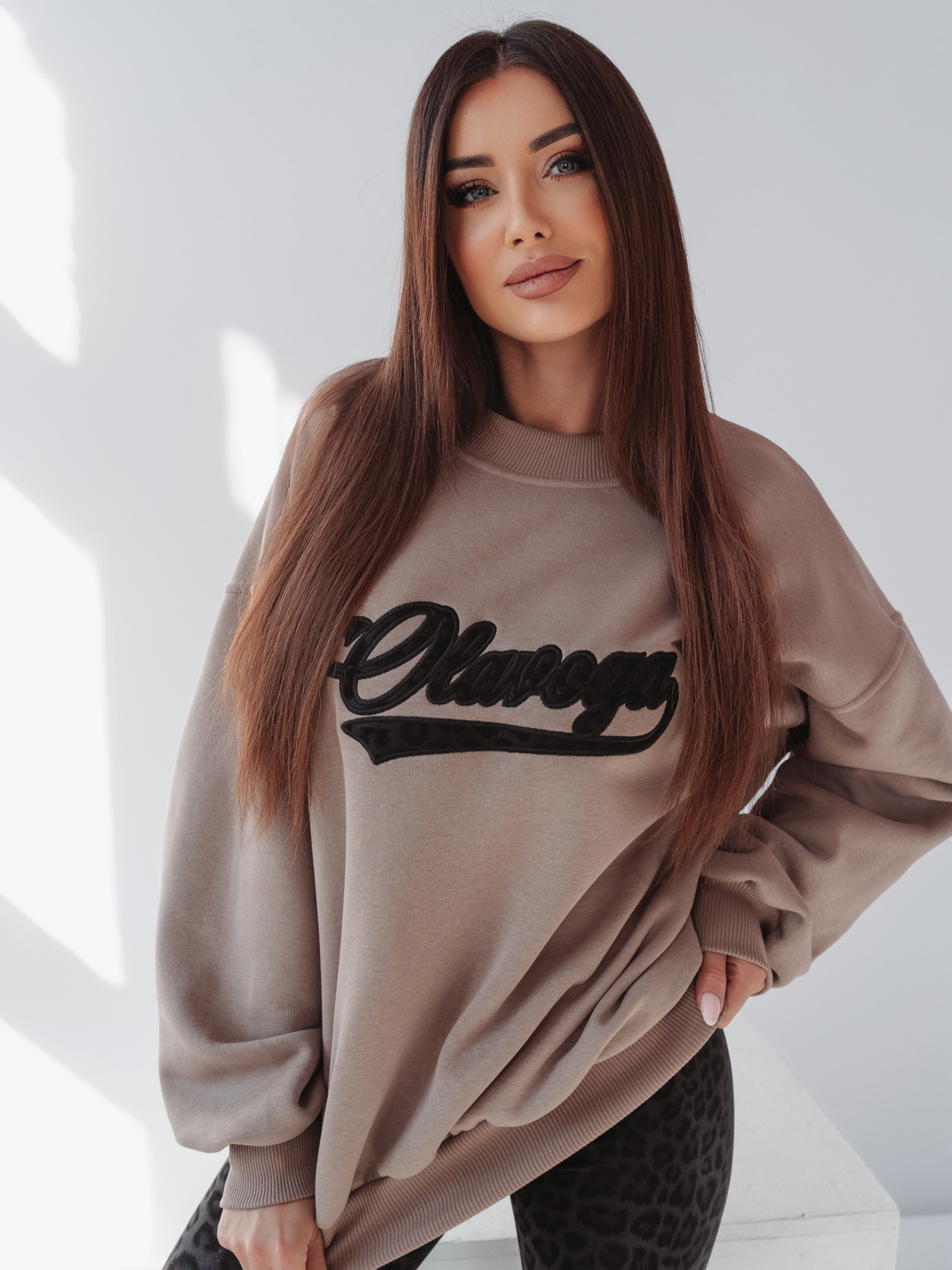 Bluza bawełniana Leopard Detail Ola Voga latte