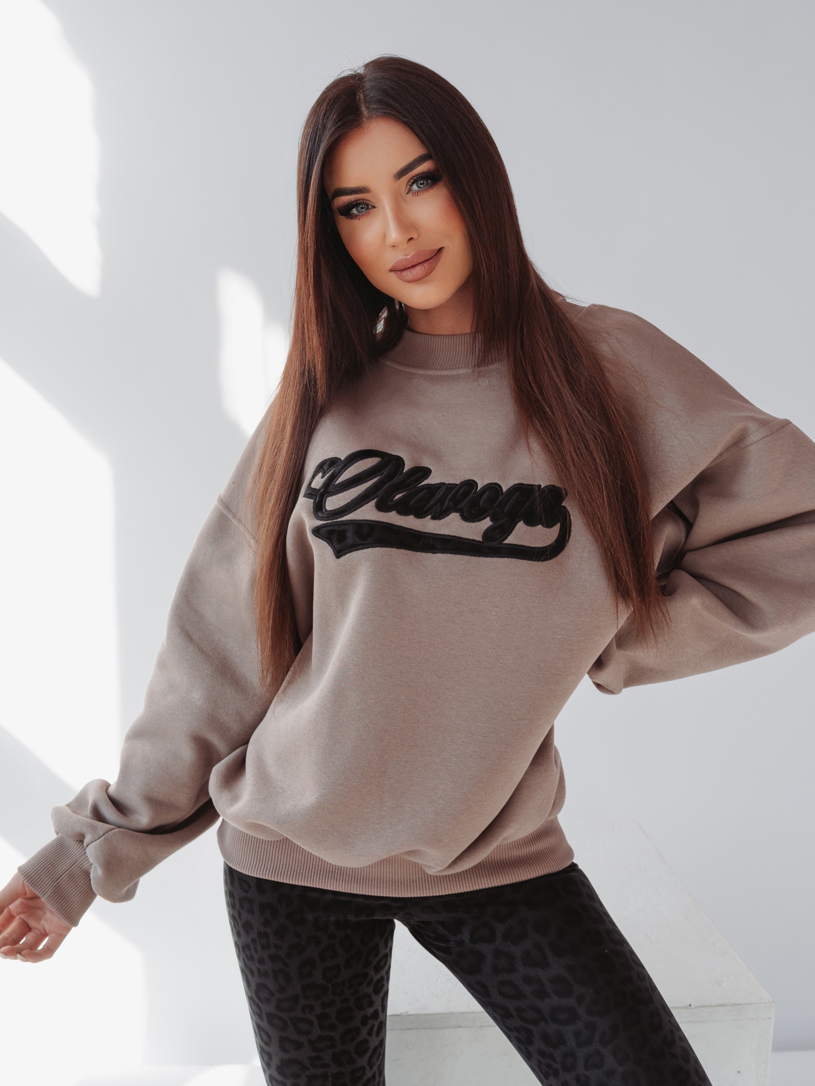 Bluza bawełniana Leopard Detail Ola Voga latte Bluza bawełniana Leopard Detail Ola Voga latte