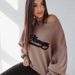 Bluza bawełniana Leopard Detail Ola Voga c.beżowa