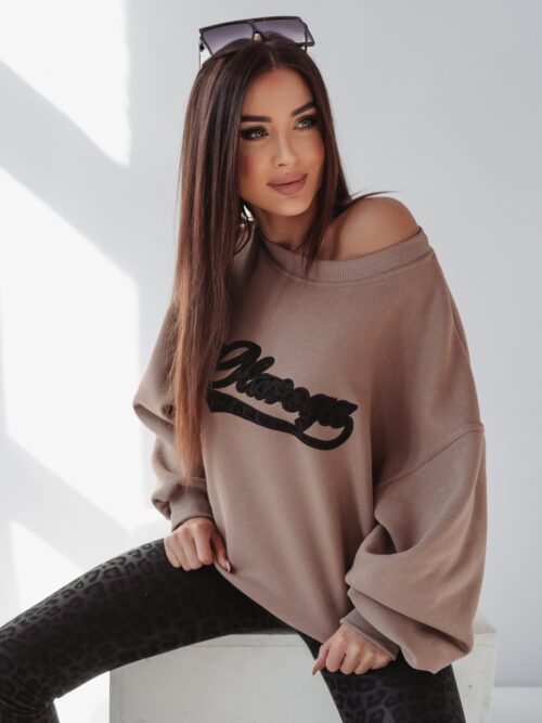 Bluza bawełniana Leopard Detail Ola Voga c.beżowa