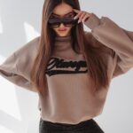 Bluza bawełniana Leopard Detail Ola Voga c.beżowa