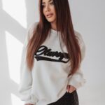 Bluza bawełniana Leopard Detail Ola Voga ecru