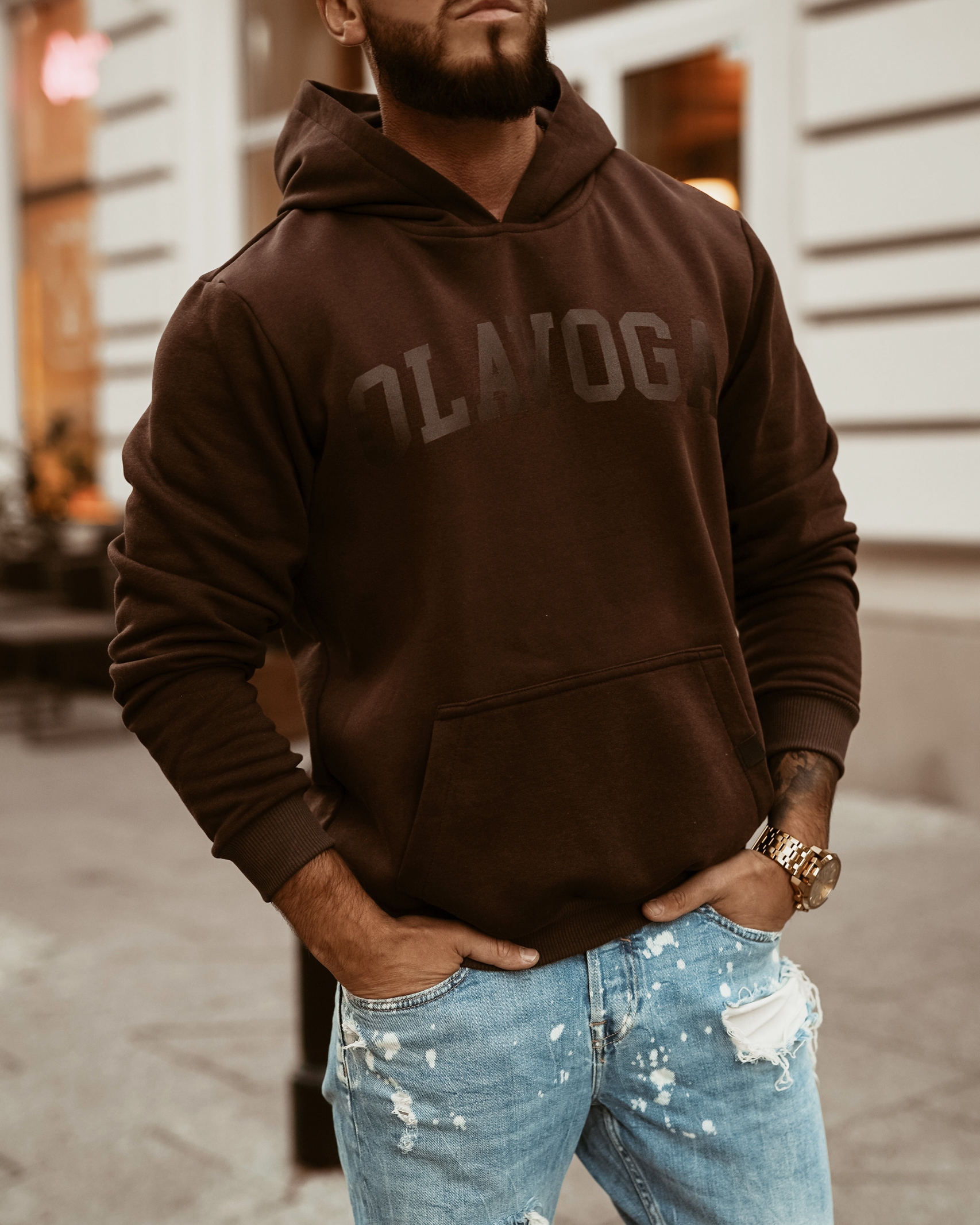 Bluza kangur unisex OlaVoga Sport brązowa Bluza kangur unisex OlaVoga Sport brązowa