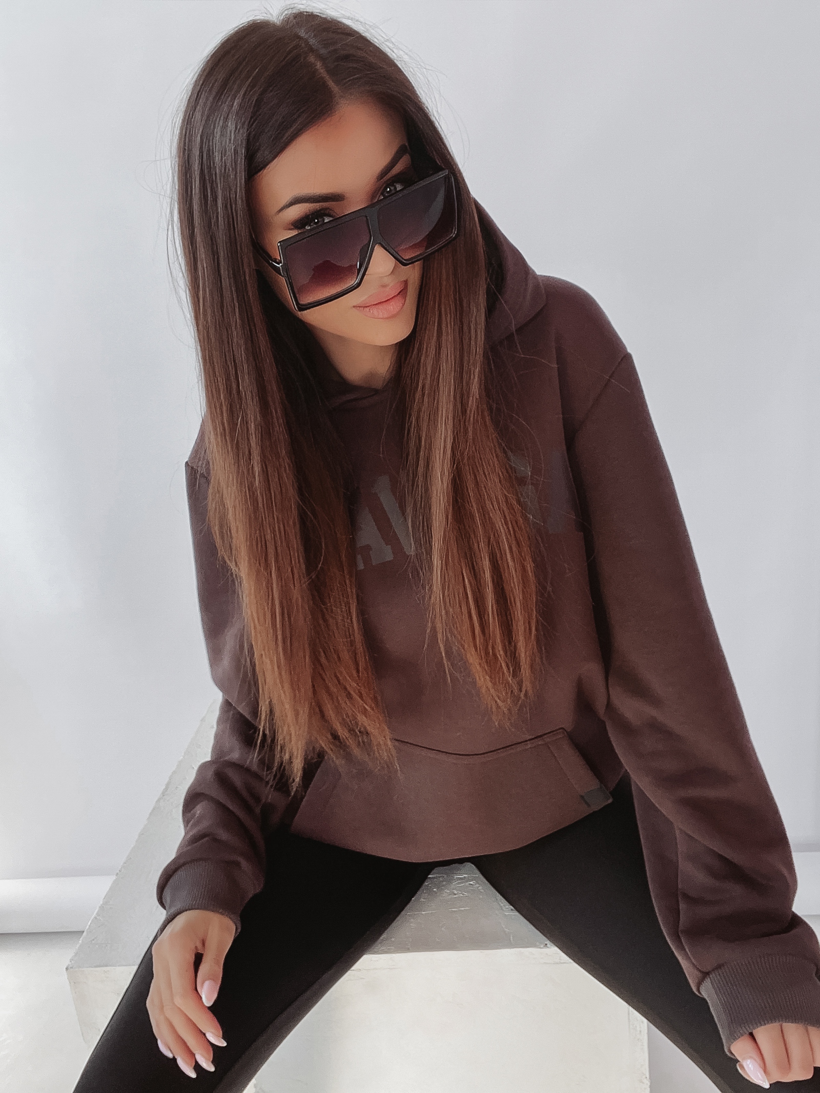 Bluza kangur unisex OlaVoga Sport brązowa Bluza kangur unisex OlaVoga Sport brązowa