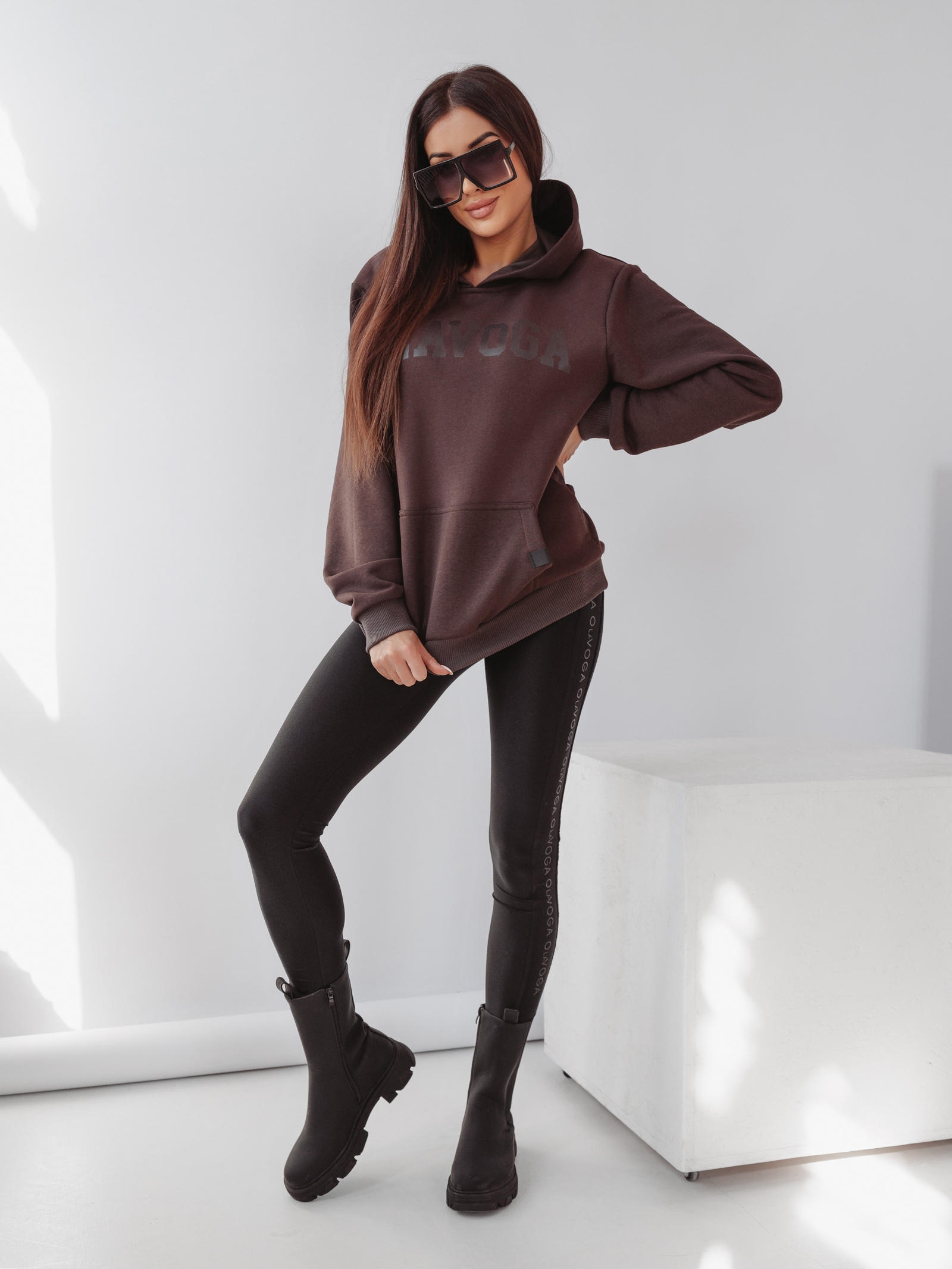 Bluza kangur unisex OlaVoga Sport brązowa Bluza kangur unisex OlaVoga Sport brązowa