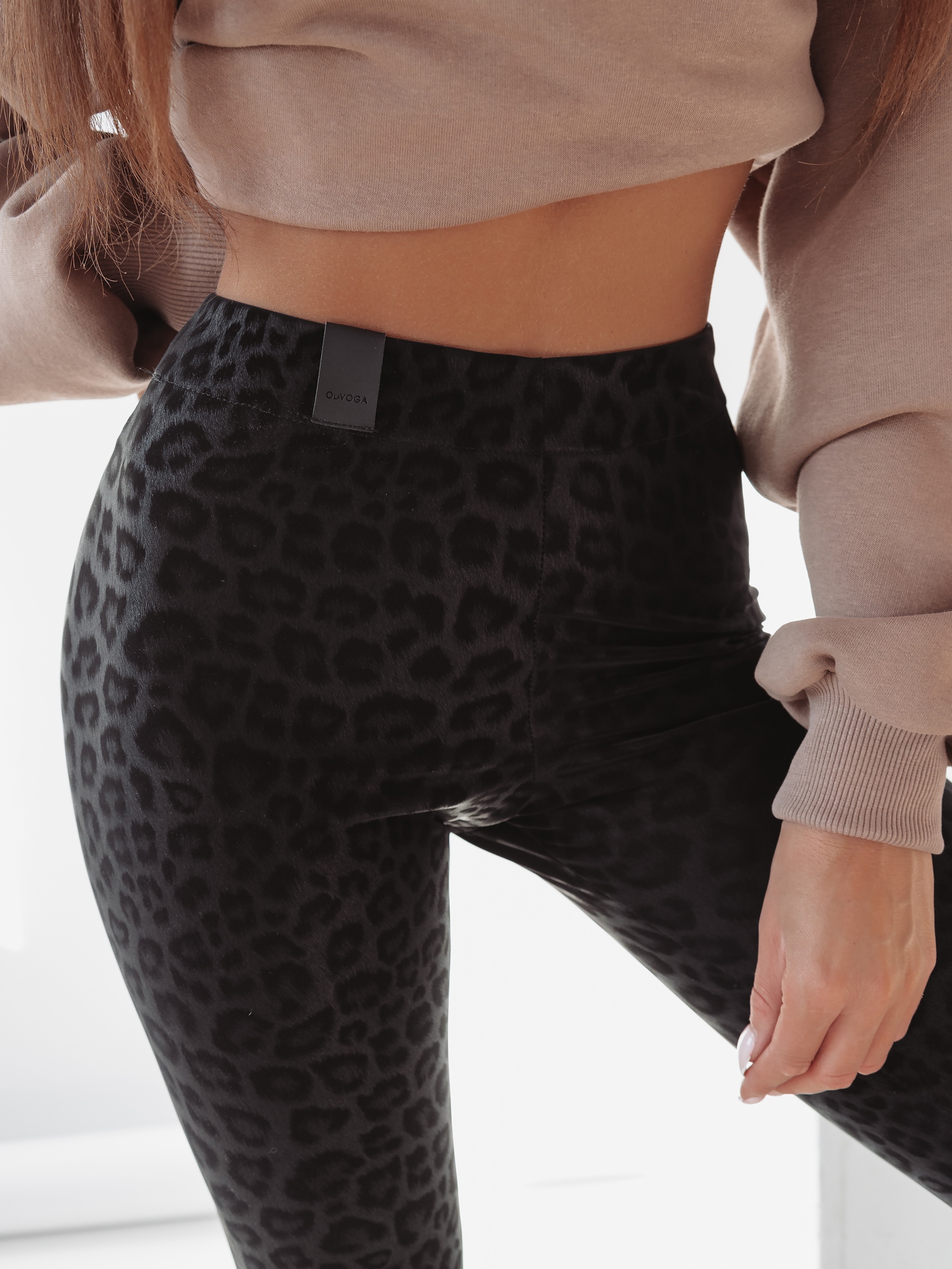 Legginsy z wyższym stanem Ola Voga Soft Leather panterka