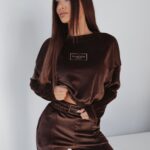 Komplet welurowy Ola Voga Luxury Frame brązowy