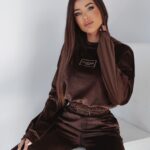 Komplet welurowy Ola Voga Luxury Frame brązowy