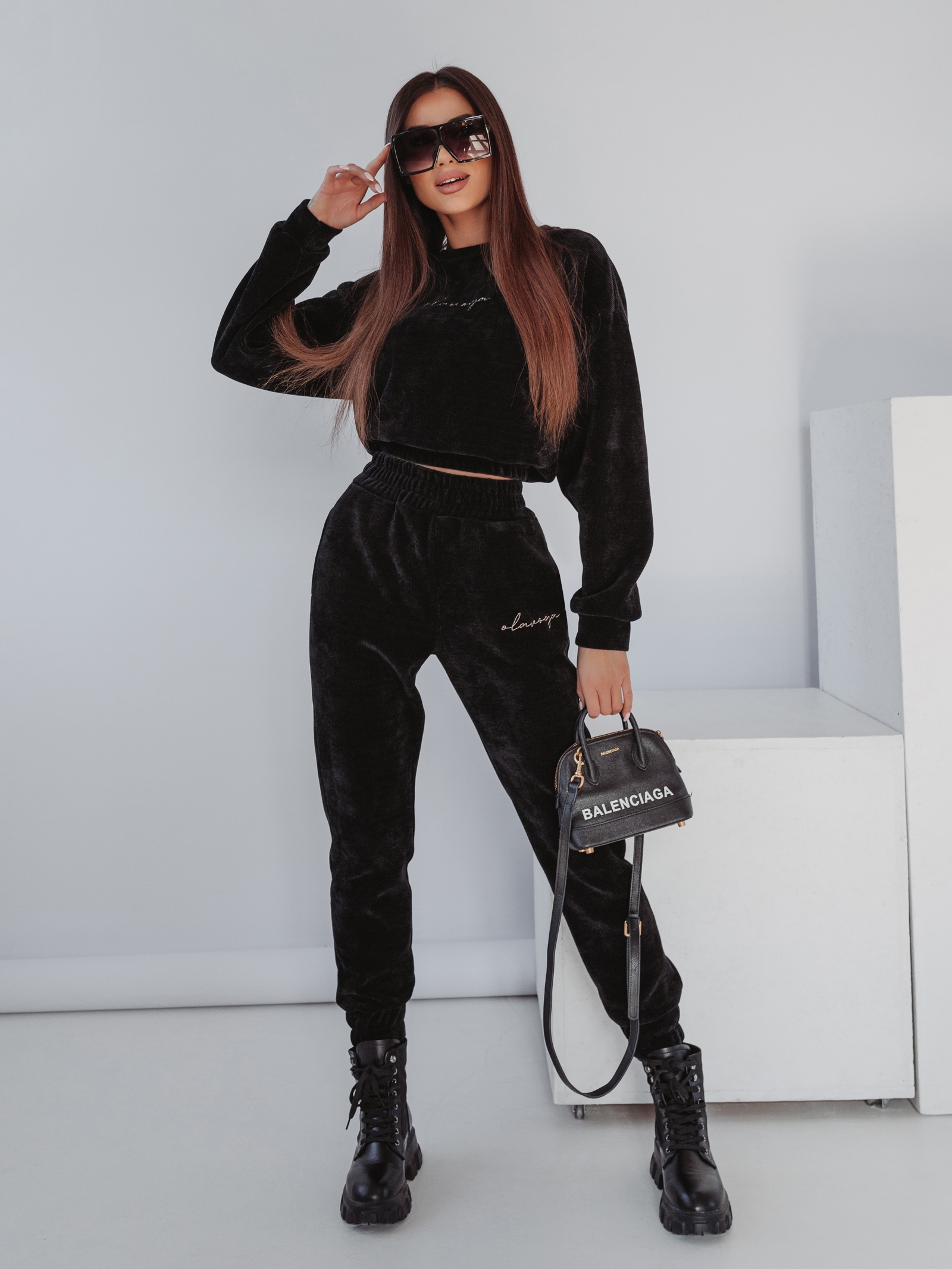 Komplet haftowany Honey Ola Voga czarny