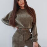 Komplet haftowany Honey Ola Voga khaki