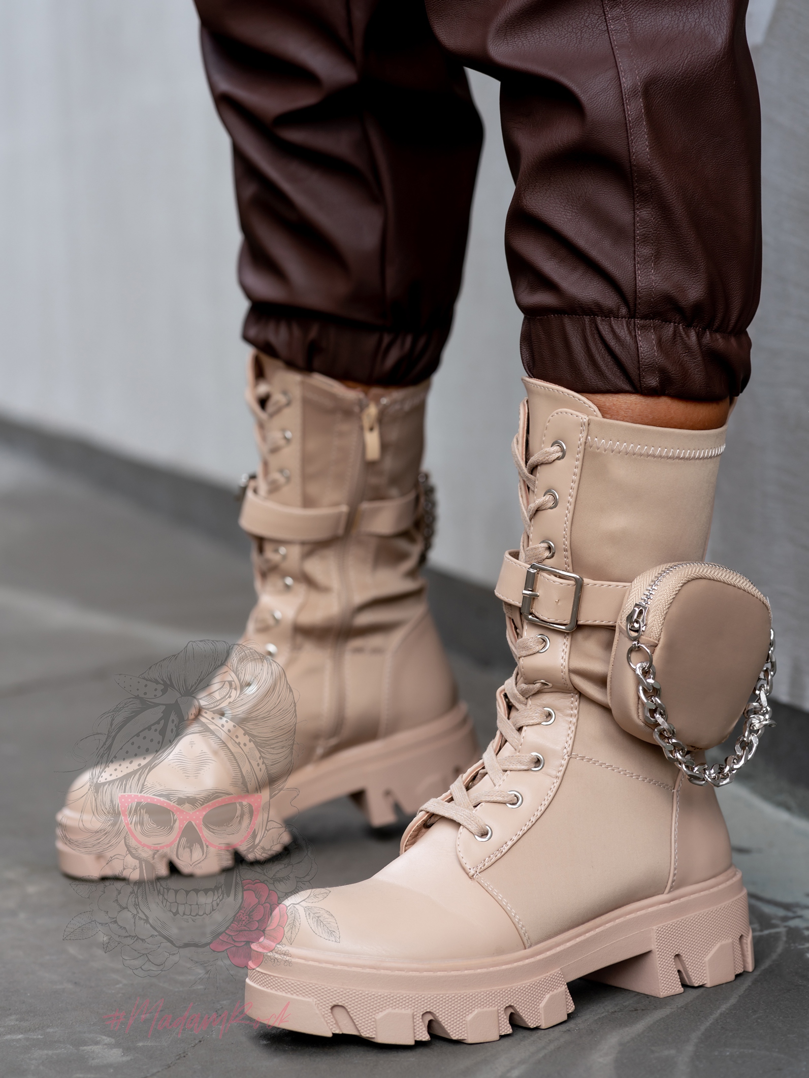 Workery z kieszonką Powers New Rock cappuccino