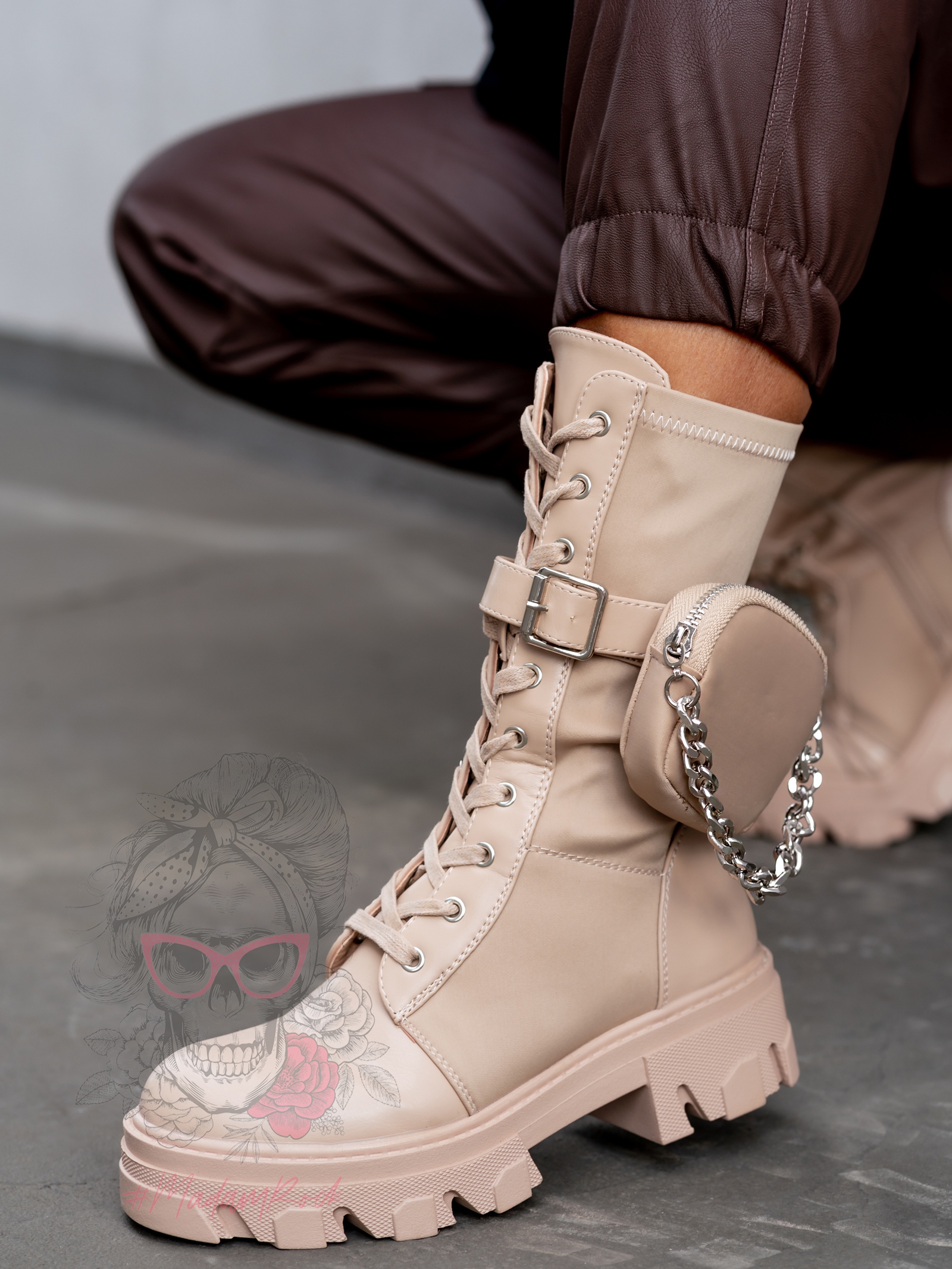 Workery z kieszonką Powers New Rock cappuccino