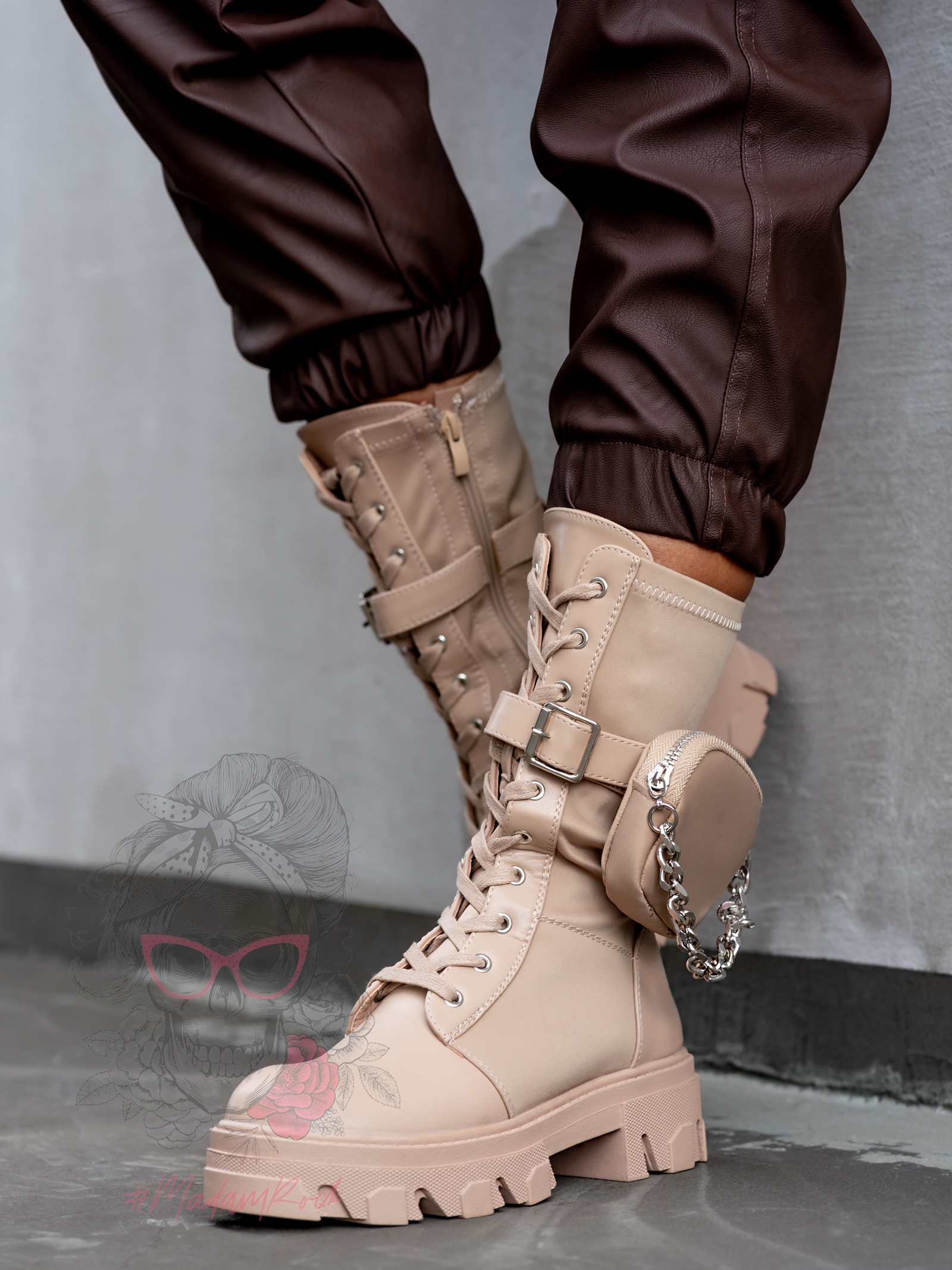 Workery z kieszonką Powers New Rock cappuccino