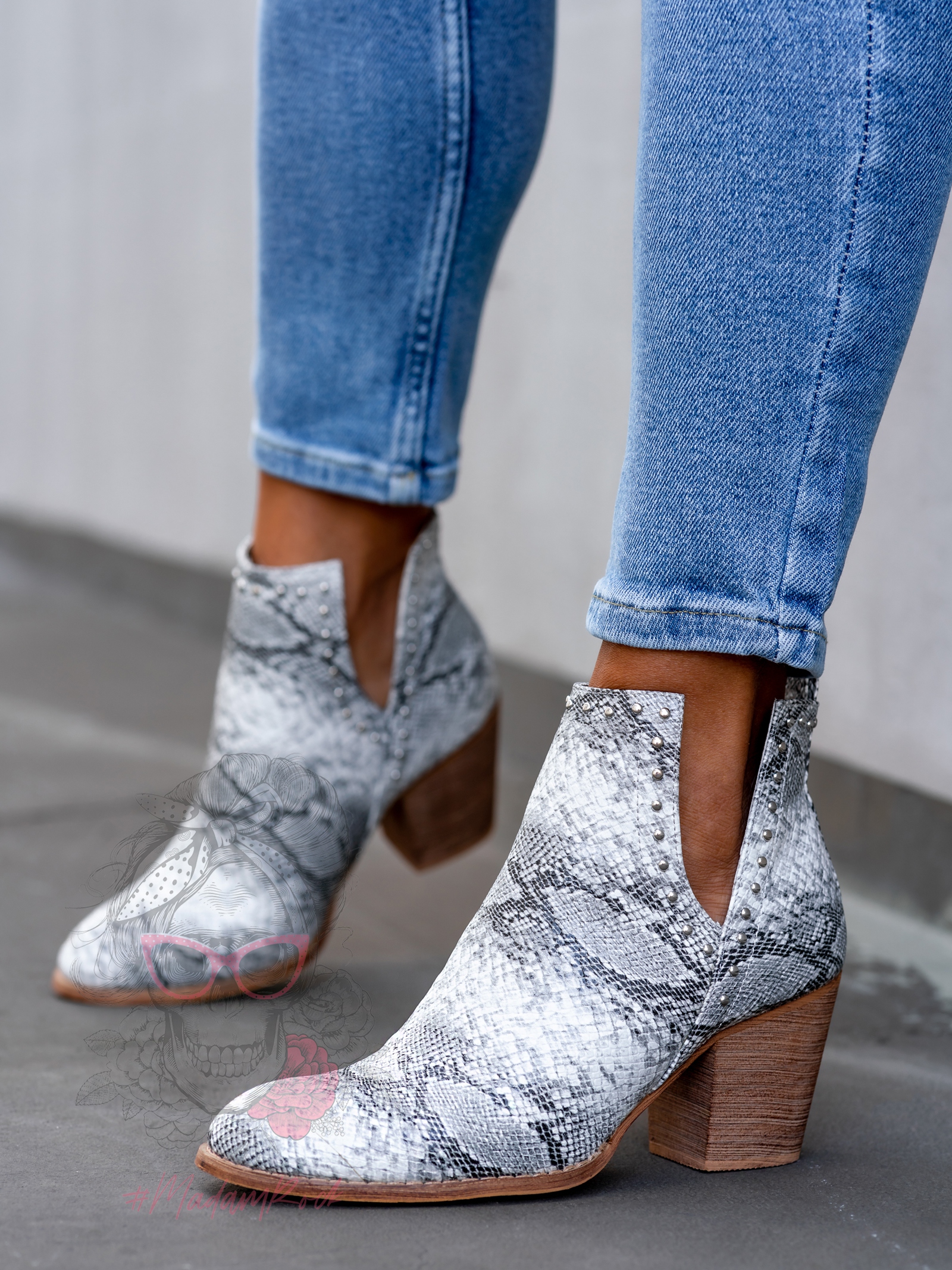 Botki z wycięciami Lady Foli II wężowe Botki z wycięciami Lady Foli II wężowe