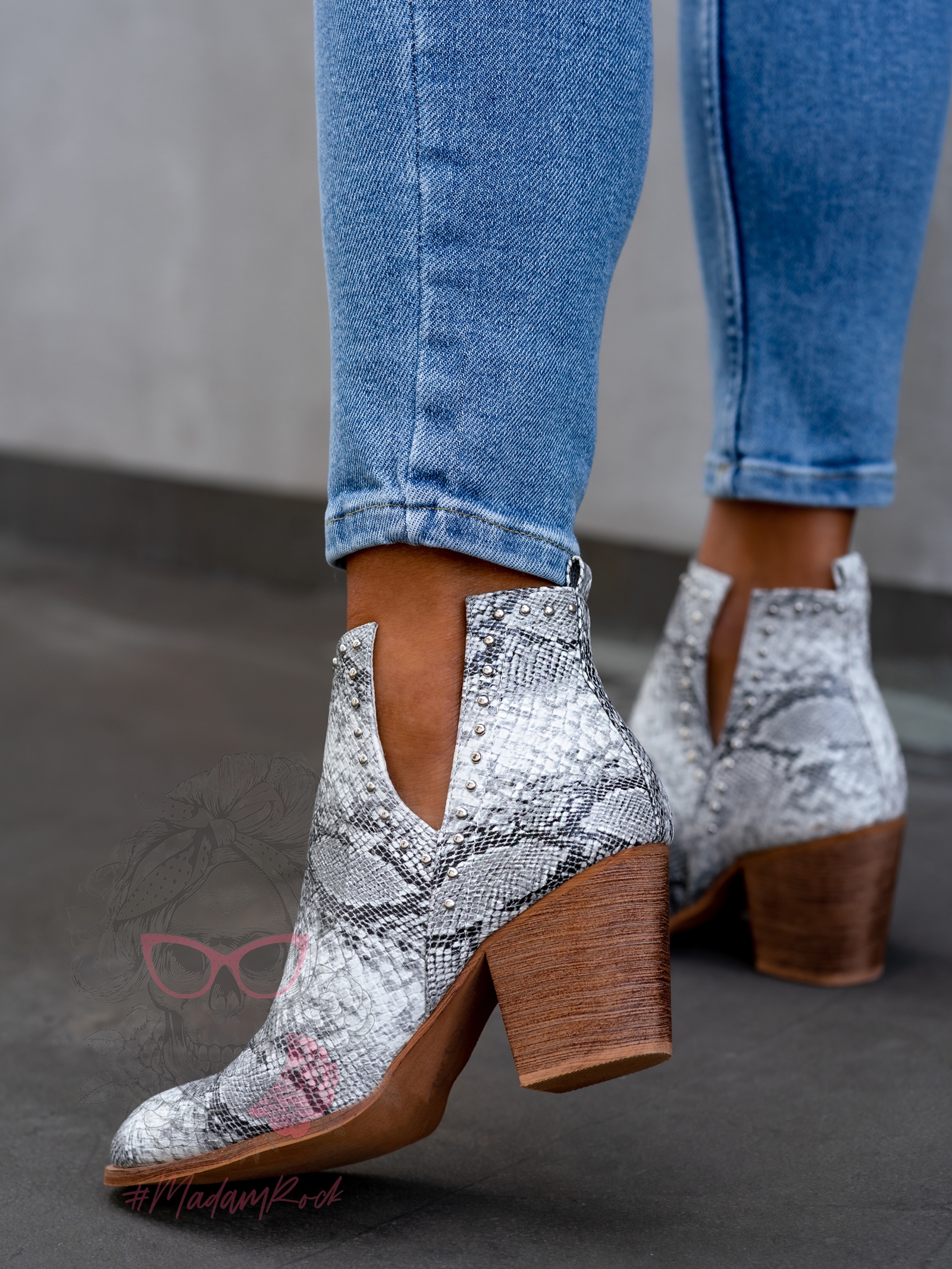 Botki z wycięciami Lady Foli II wężowe Botki z wycięciami Lady Foli II wężowe