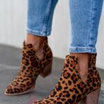 Botki z wycięciami Lady Foli w panterkę