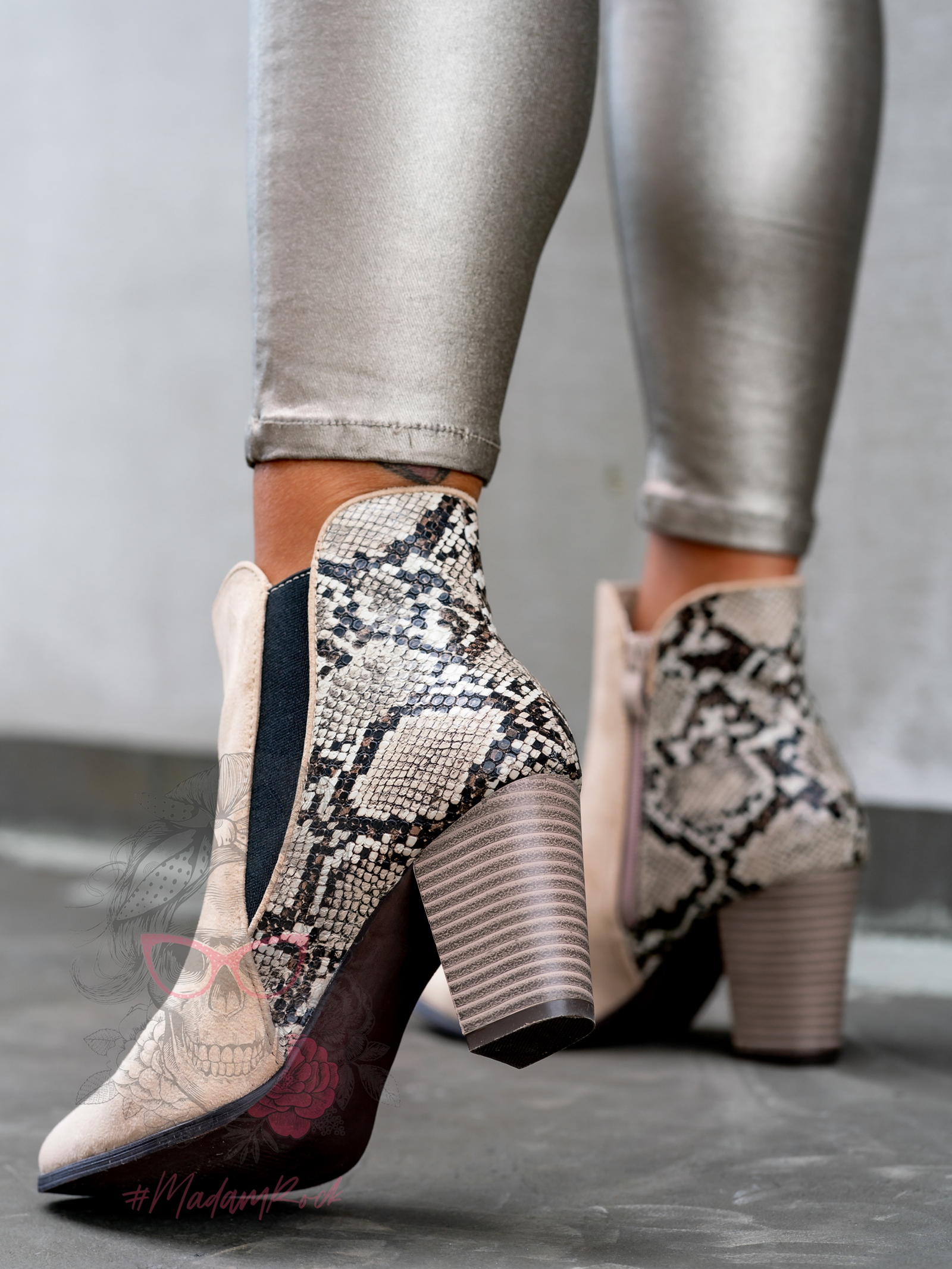 Botki w stylu kowbojskim Madam Cosac beżowe