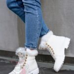 Timberki z futerkiem Madam Baix białe