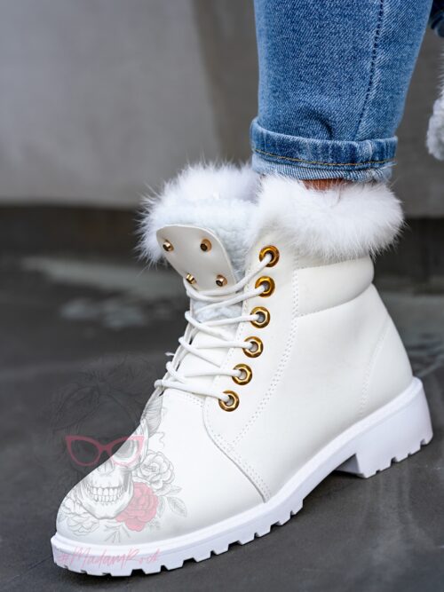 Timberki z futerkiem Madam Baix białe