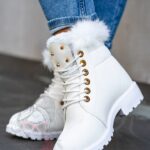 Timberki z futerkiem Madam Baix białe